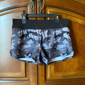 Nike black and gray camo pattern running/board shorts, size: S.